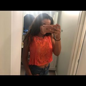 See through lace muscle tee